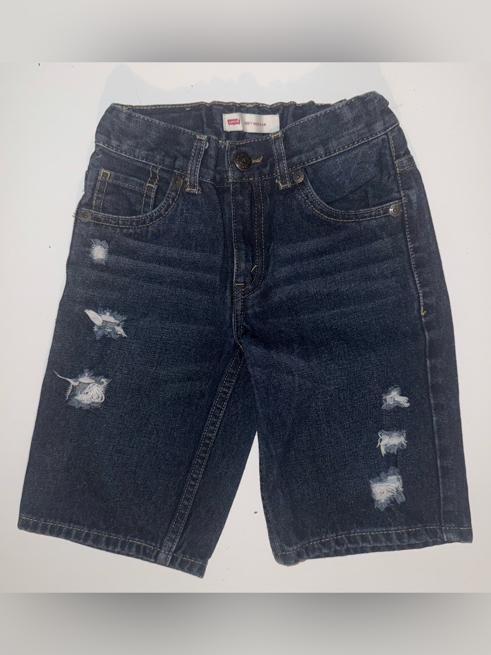 Levi's Dark Indigo Distressed Kids Denim Shorts